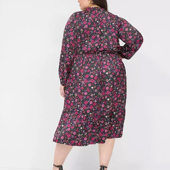 Limited Edition Lane Bryant Midnight Floral Midi Ruffle Dress - Picture 3 of 15